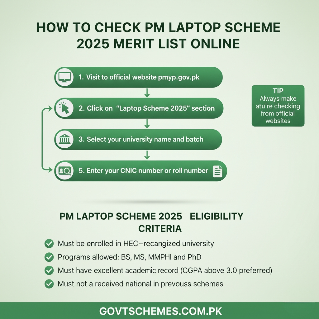 How to Check PM Laptop Scheme 2025 Merit List Online