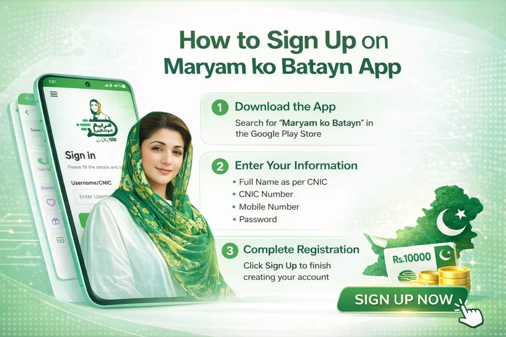 Maryam ko bataye Web Portal Registration